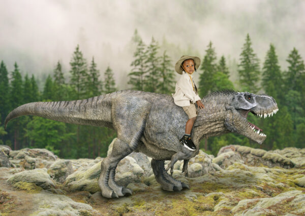 Dinosaur Photoshoot Adventure - Child on Tyrannosaur. I wanna be studios session in Croydon